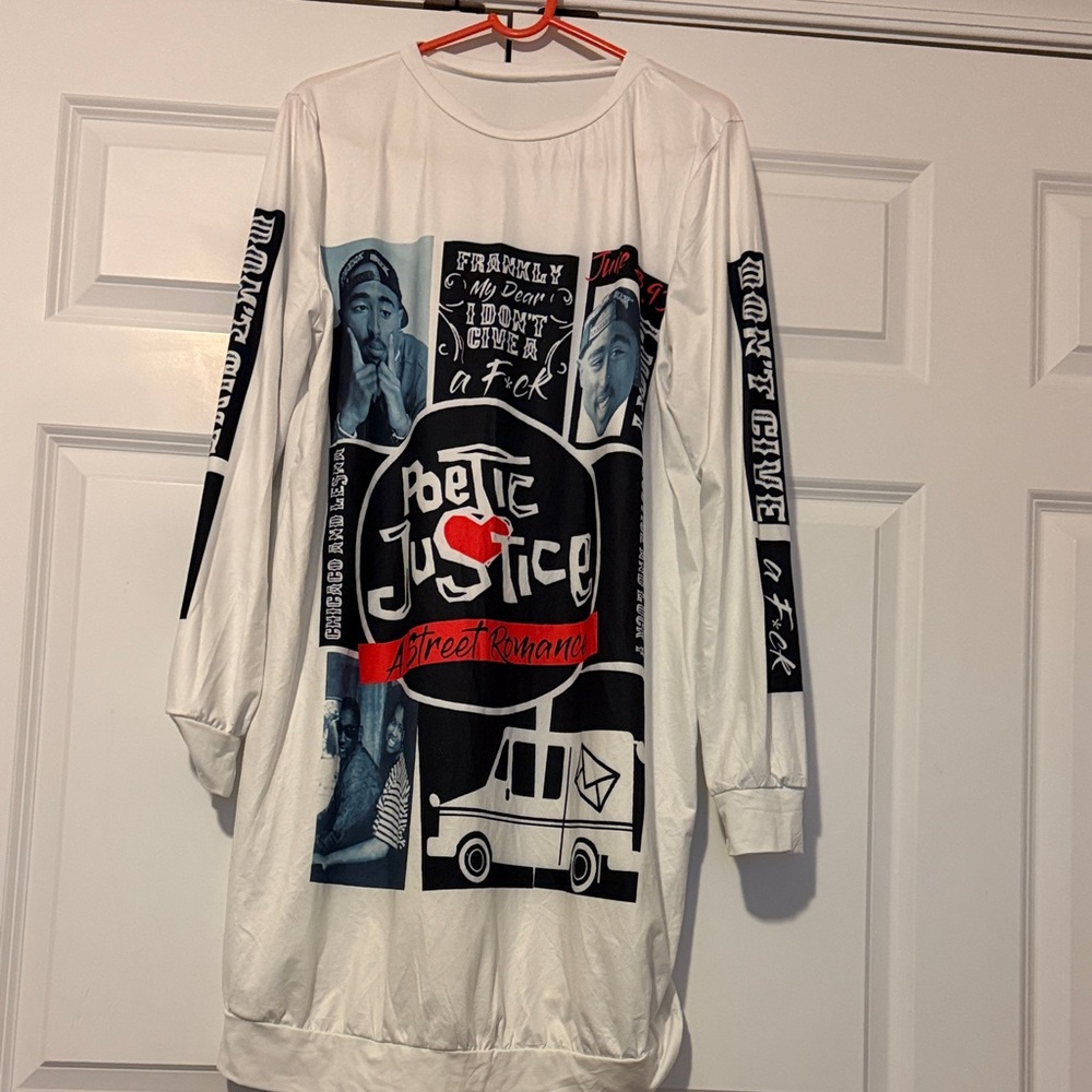 White Graphic Long Sleeve Shirt